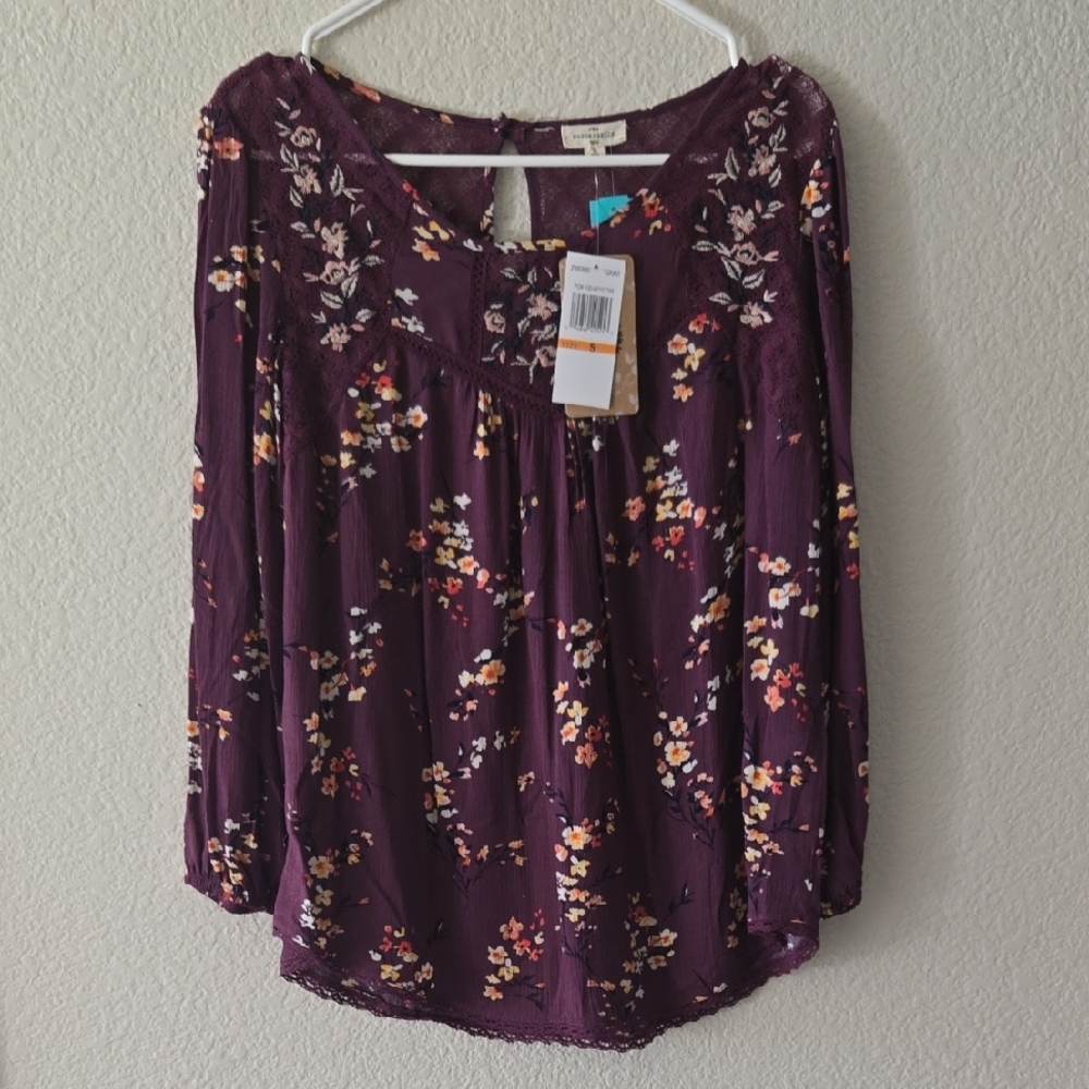Elegant Floral Women's Blouse - Rich Purple